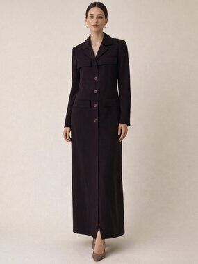 Hannah Extra Long Coat in Size 2. Burgundy, fully lined, lightweight